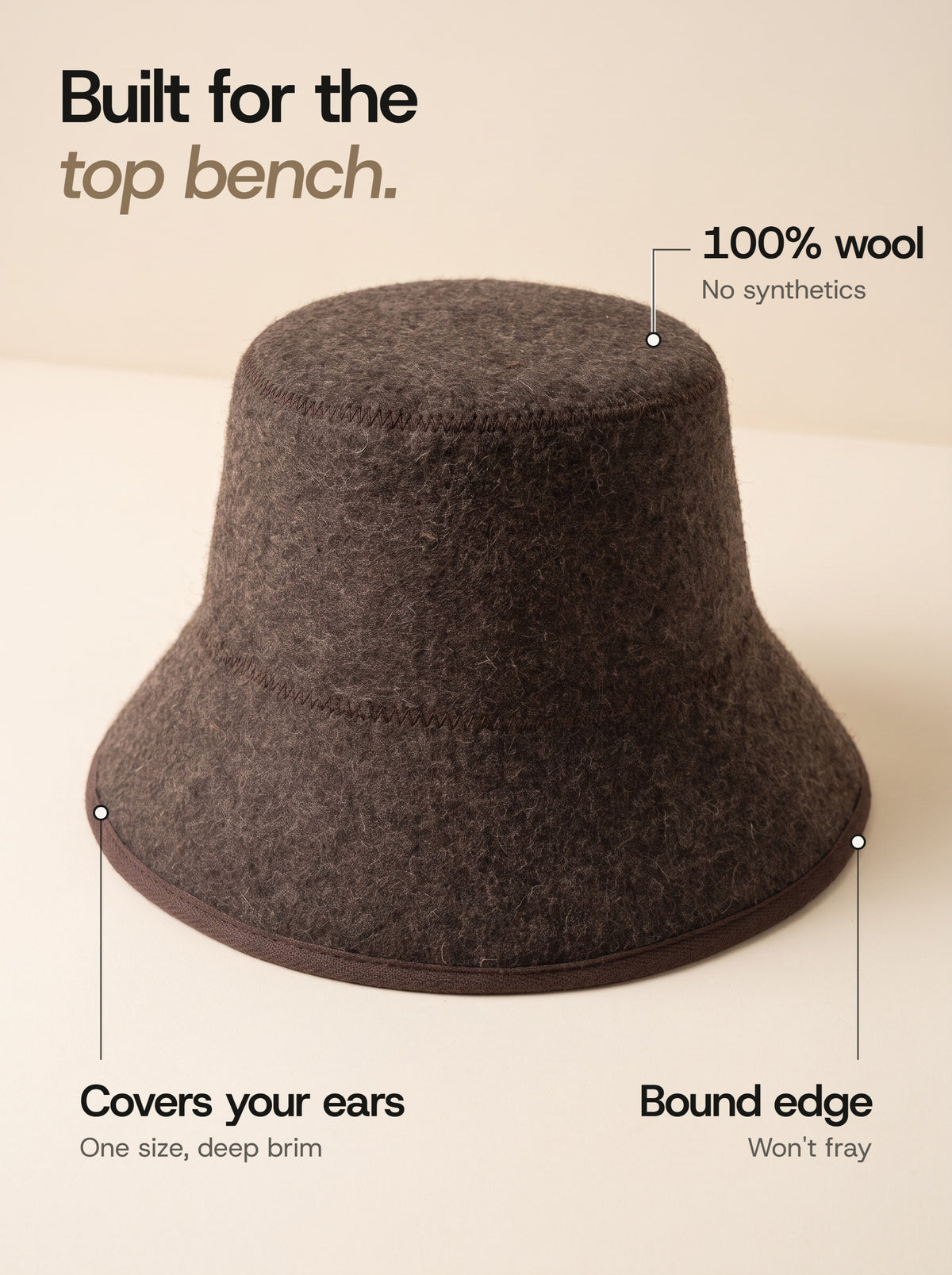 G6-urun-v4 | Built for the top bench: 100% wool, covers your ears, bound edge
